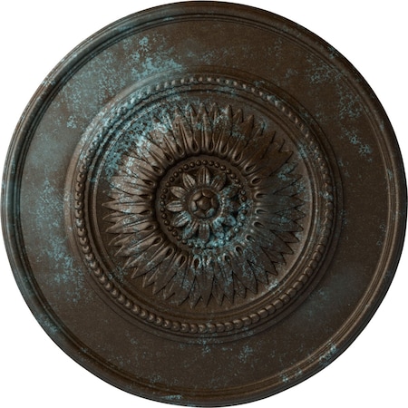 Ekena Millwork Floral Ceiling Medallion, Hand-Painted Bronze Blue Patina, 23 1/2"OD x 2 3/4"P CM23FLBBS